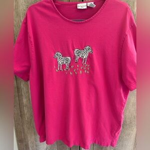 BOGO Kim Rogers 2X hot pink cotton Zebra shirt safari